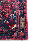 Hamedan Teppich ca. 146 × 104 cm – rot & dunkelblau