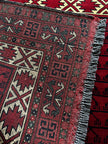 Hatschlu Teppich ca. 150 × 100 cm – rot/creme/schwarz & geometrisch