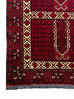 Hatschlu Teppich ca. 150 × 100 cm – rot/creme/schwarz & geometrisch