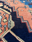 Heriz Teppich ca. 200 × 300 cm – blau/orange & ausdrucksstark