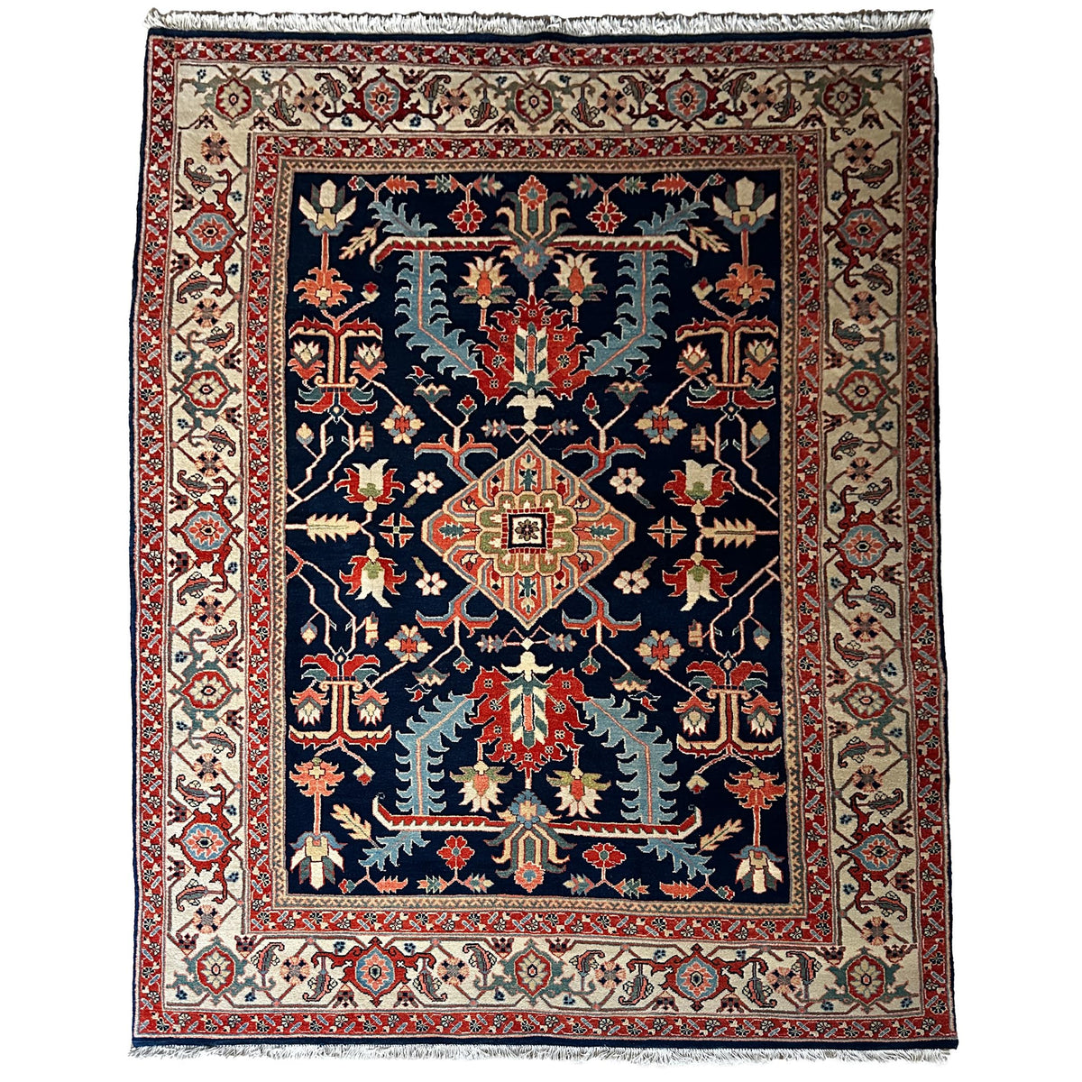 Heriz Teppich ca. 200 × 300 cm – dunkelblau/beige/rot & klassisch
