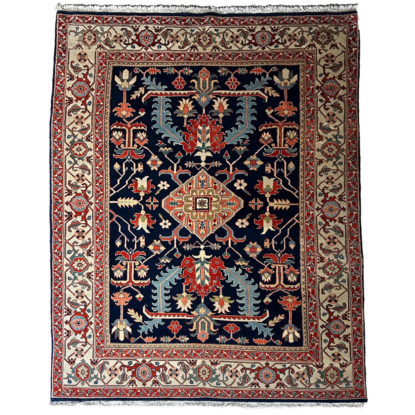 Heriz Teppich ca. 200 × 300 cm – dunkelblau/beige/rot & klassisch