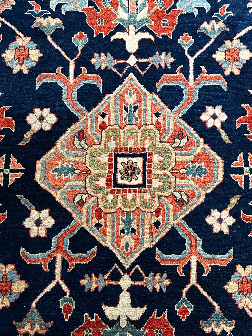 Heriz Teppich ca. 200 × 300 cm – dunkelblau/beige/rot & klassisch