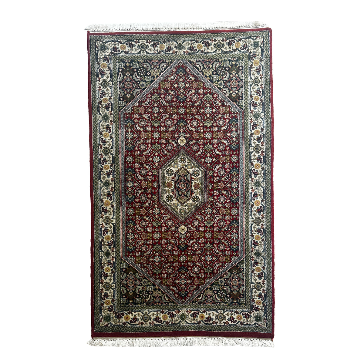 Bidjar Teppich ca. 163 × 94 cm – rot, creme & grün