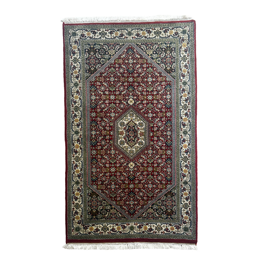 Bidjar Teppich ca. 163 × 94 cm – rot, creme & grün