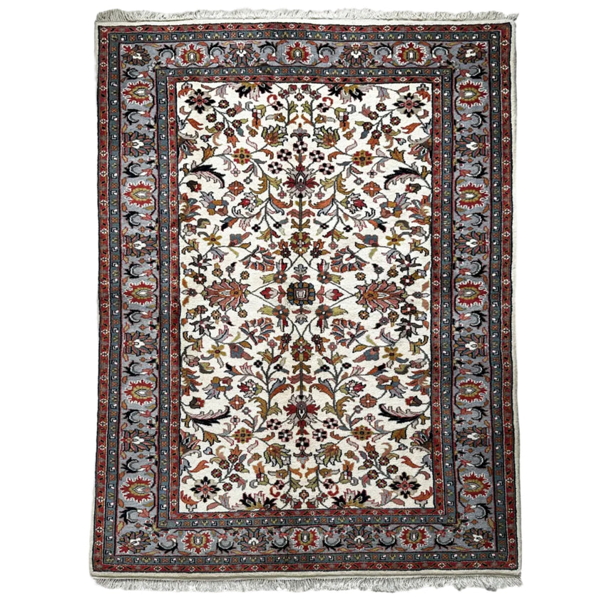 Keschan Teppich ca. 250 × 150 cm – creme/blau & floral