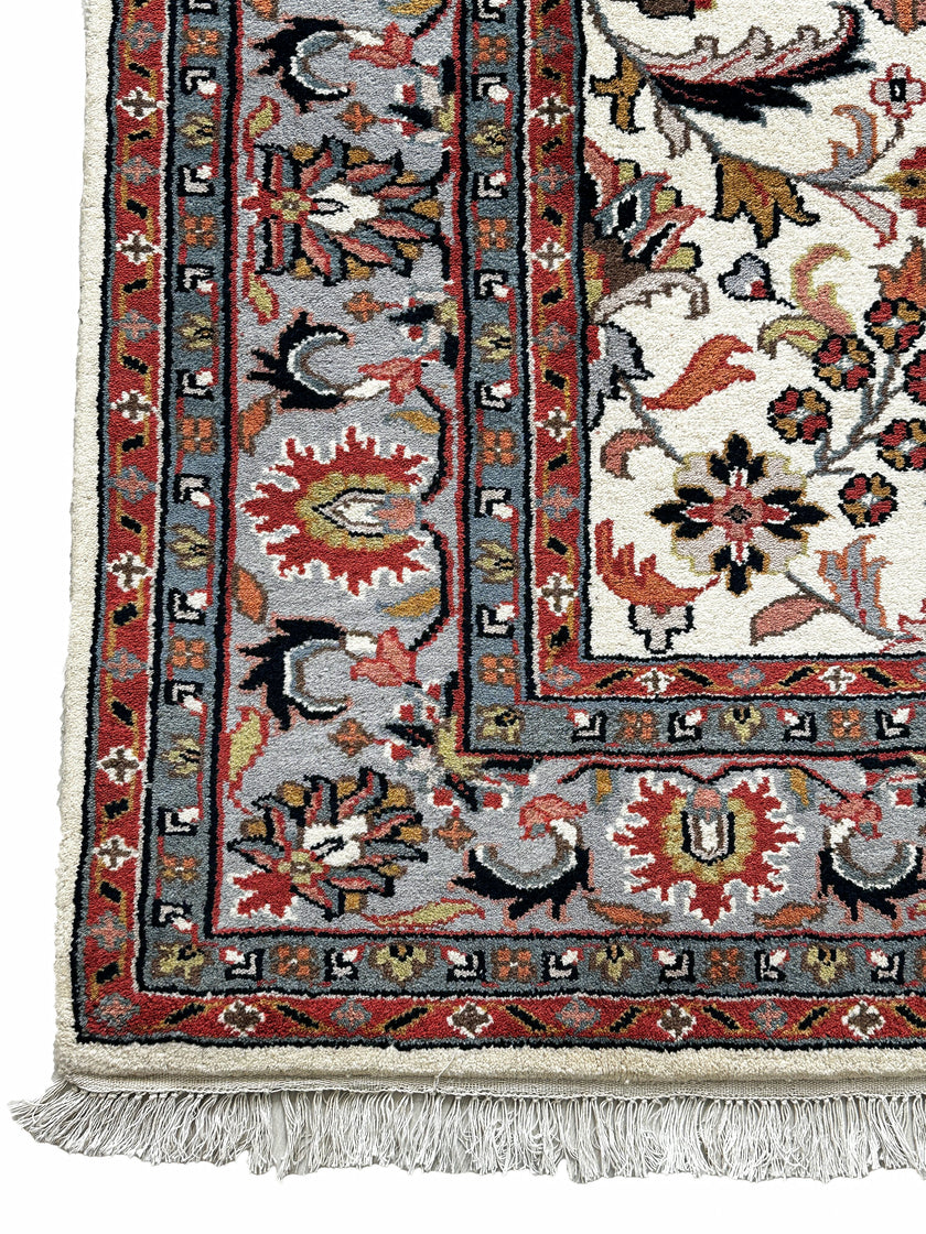 Keschan Teppich ca. 250 × 150 cm – creme/blau & floral