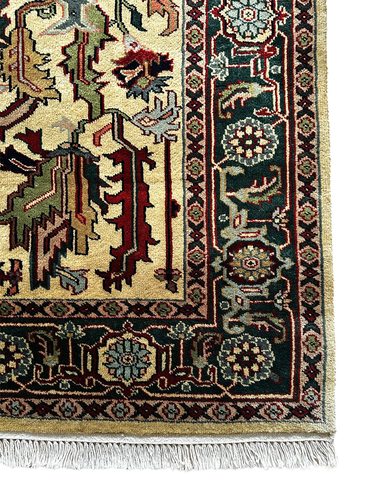 I. Keschan Teppich ca. 269 × 184 cm – creme & grün gemustert