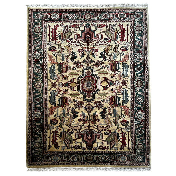 I. Keschan Teppich ca. 269 × 184 cm – creme & grün gemustert