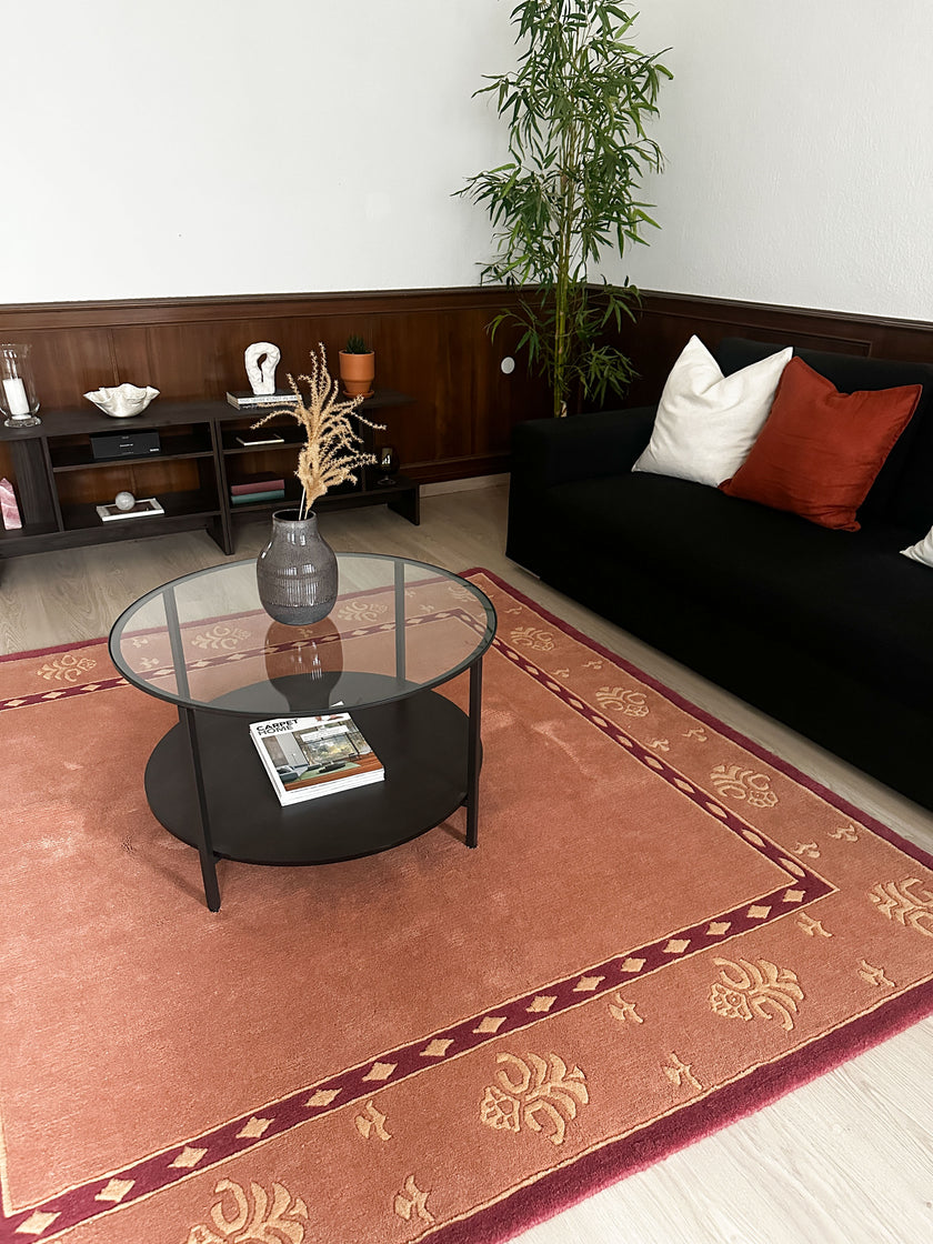 I. Nepal Teppich ca. 200 × 200 cm – apricot & schlicht