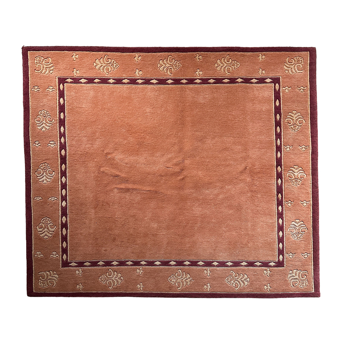 I. Nepal Teppich ca. 200 × 200 cm – apricot & schlicht