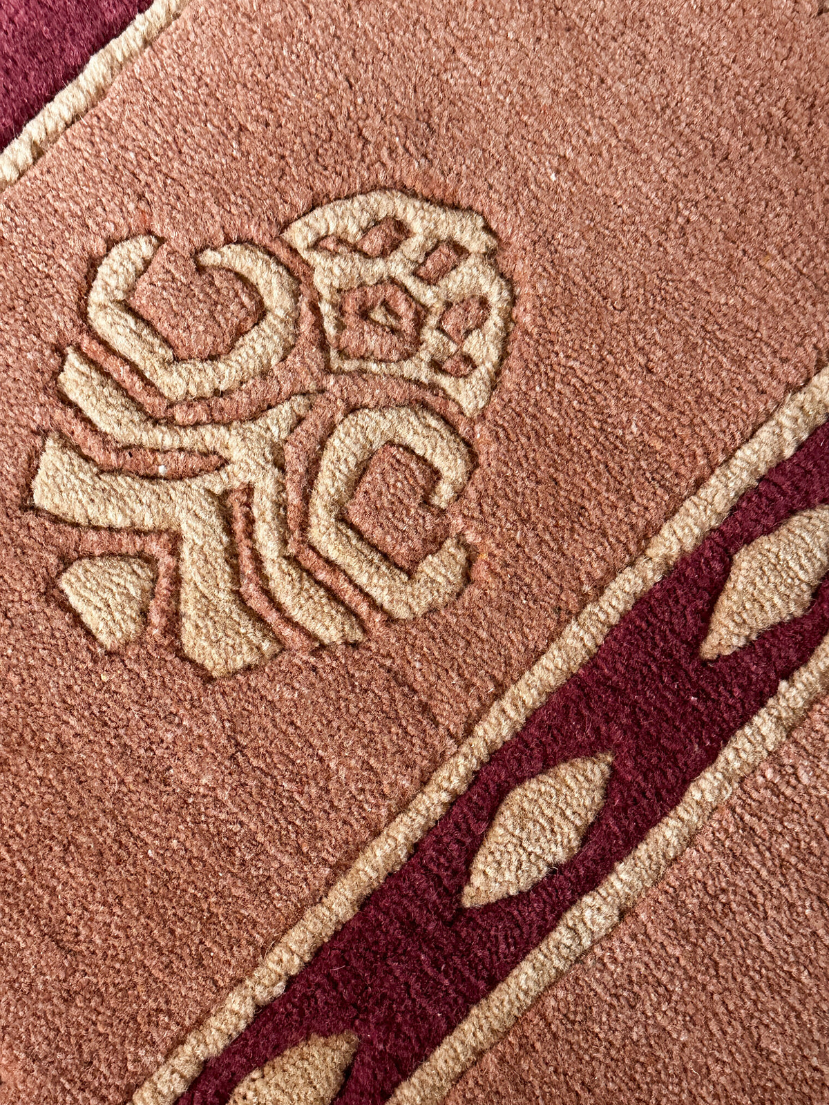 I. Nepal Teppich ca. 200 × 200 cm – apricot & schlicht