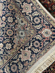 Sarough Teppich ca. 160 × 85 cm – goldbeige & dunkelblau