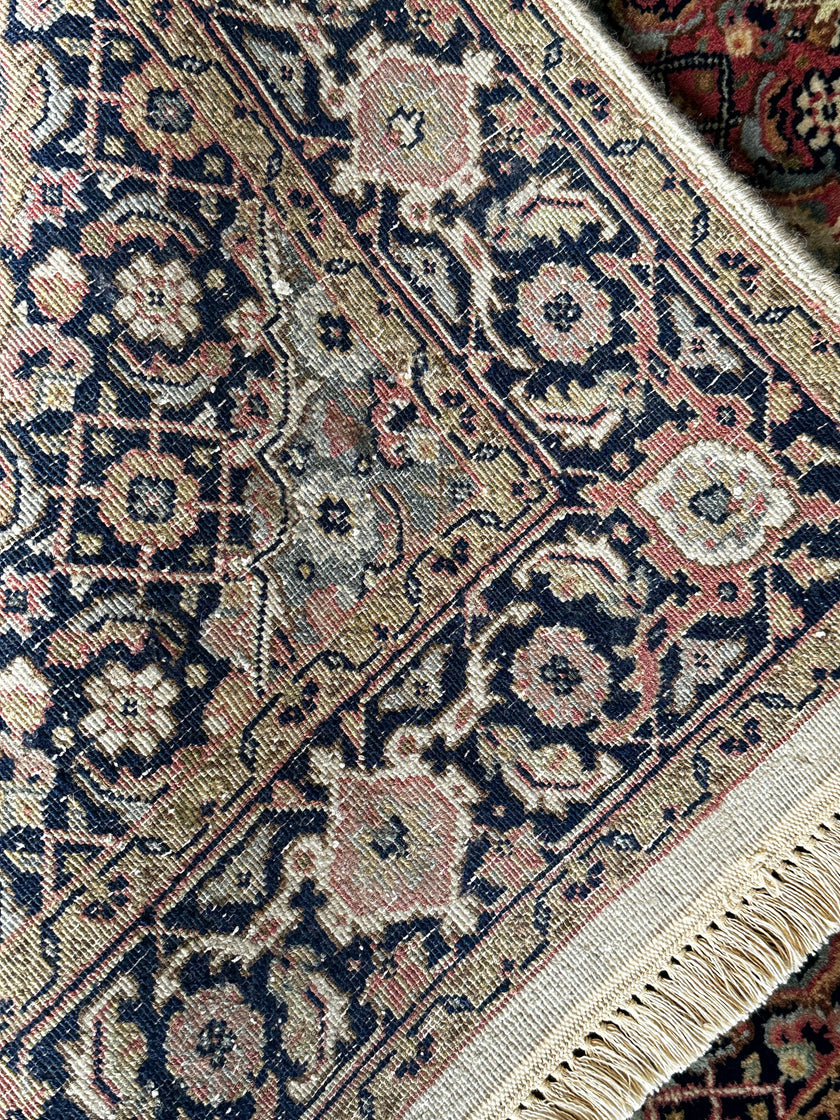 Sarough Teppich ca. 160 × 85 cm – goldbeige & dunkelblau