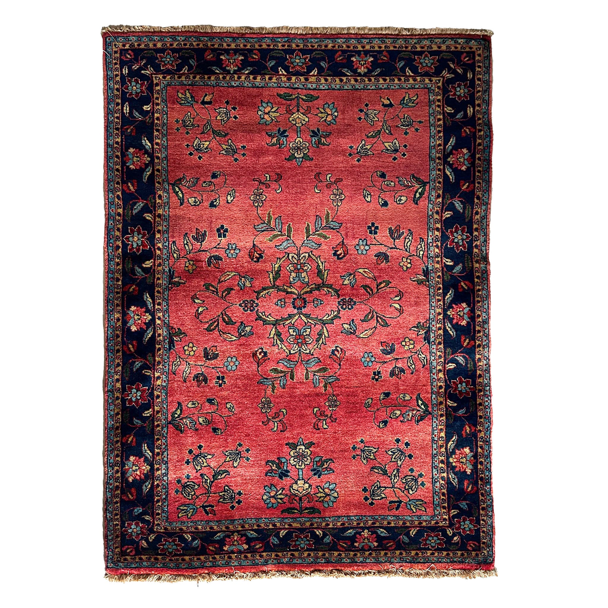I. Sarough Teppich ca. 150 × 100 cm – rot/blau & floral