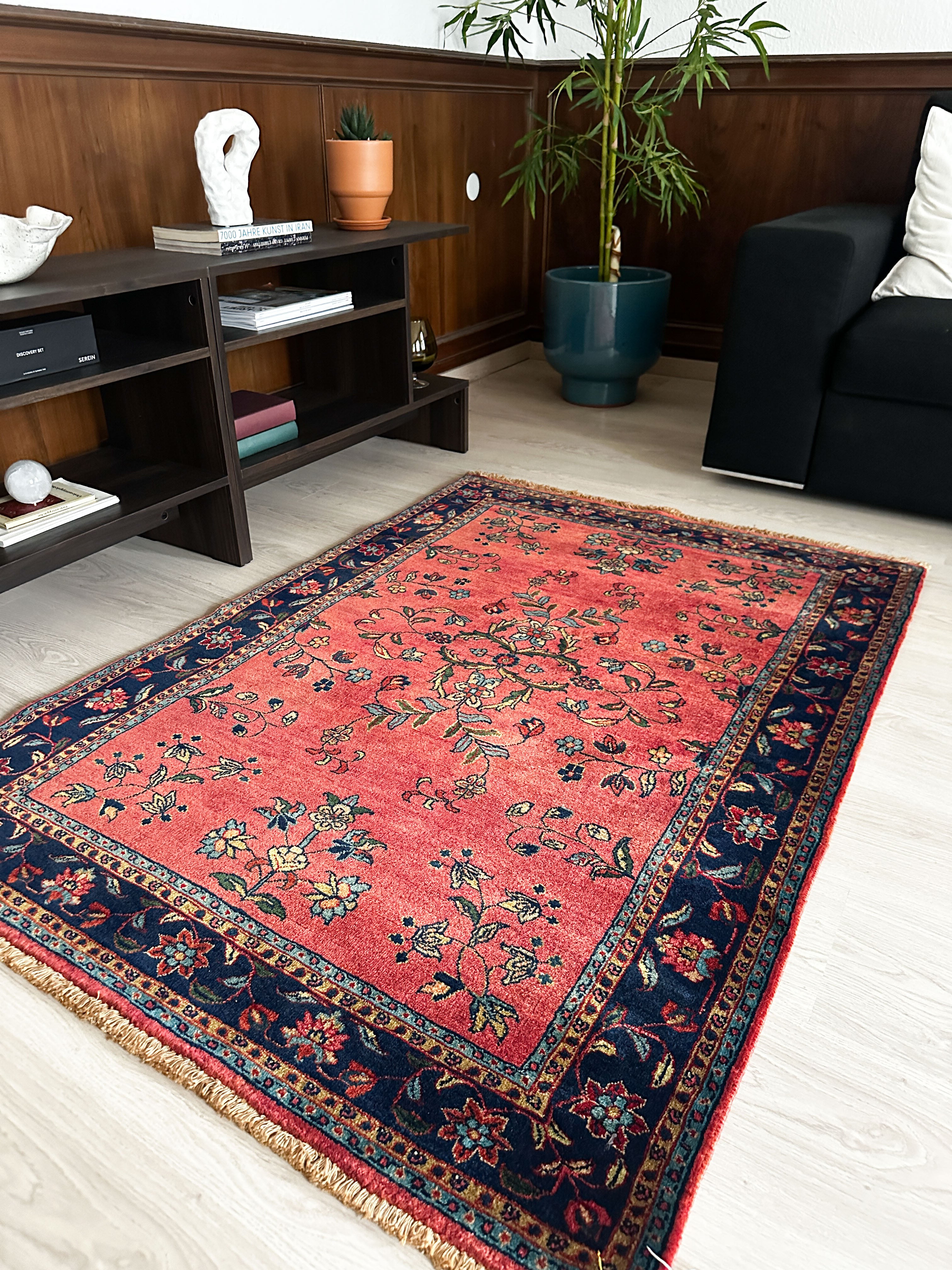 I. Sarough Teppich ca. 150 × 100 cm – rot/blau & floral