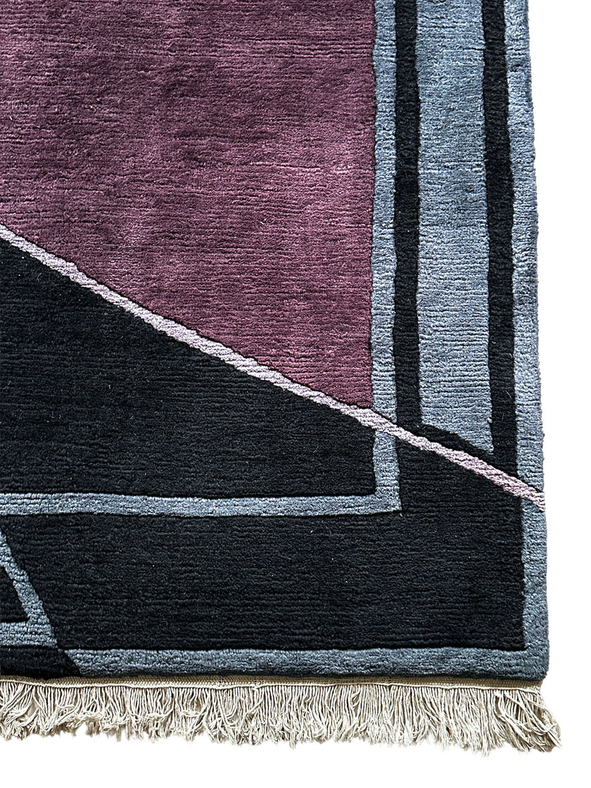 I. Sunra Teppich ca. 202 × 201 cm – dunkelblau, grau & violett