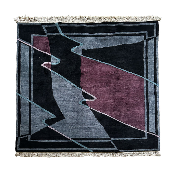 I. Sunra Teppich ca. 202 × 201 cm – dunkelblau, grau & violett