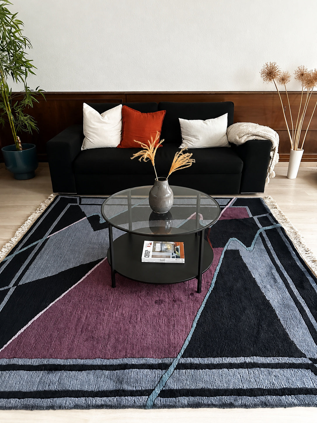 I. Sunra Teppich ca. 202 × 201 cm – dunkelblau, grau & violett