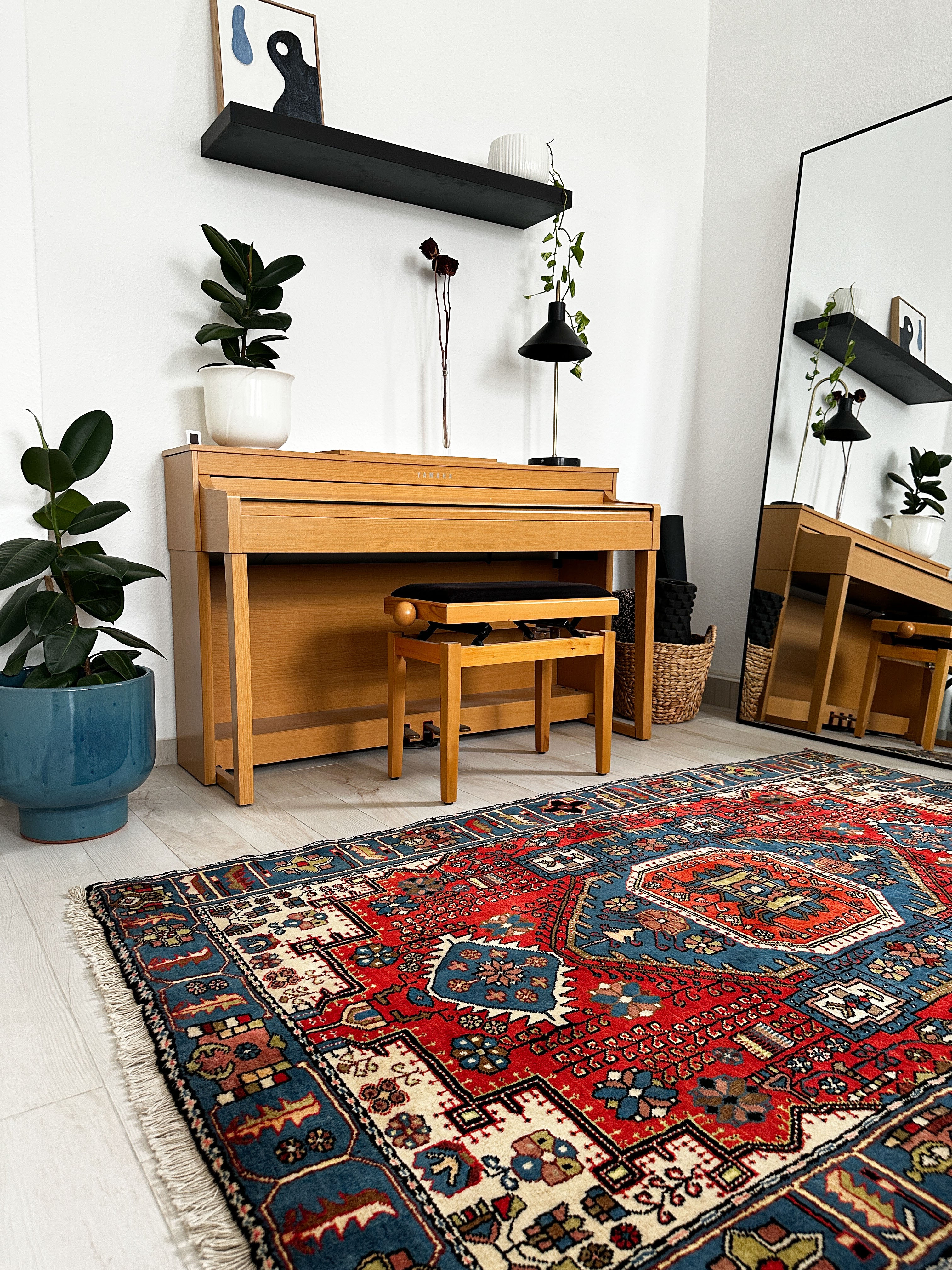 Nahawand Teppich ca. 200 × 150 cm – rot/blau & geometrisch