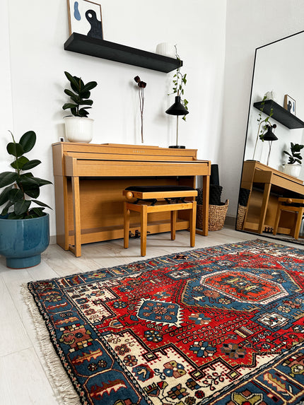 Nahawand Teppich ca. 200 × 150 cm – rot/blau & geometrisch