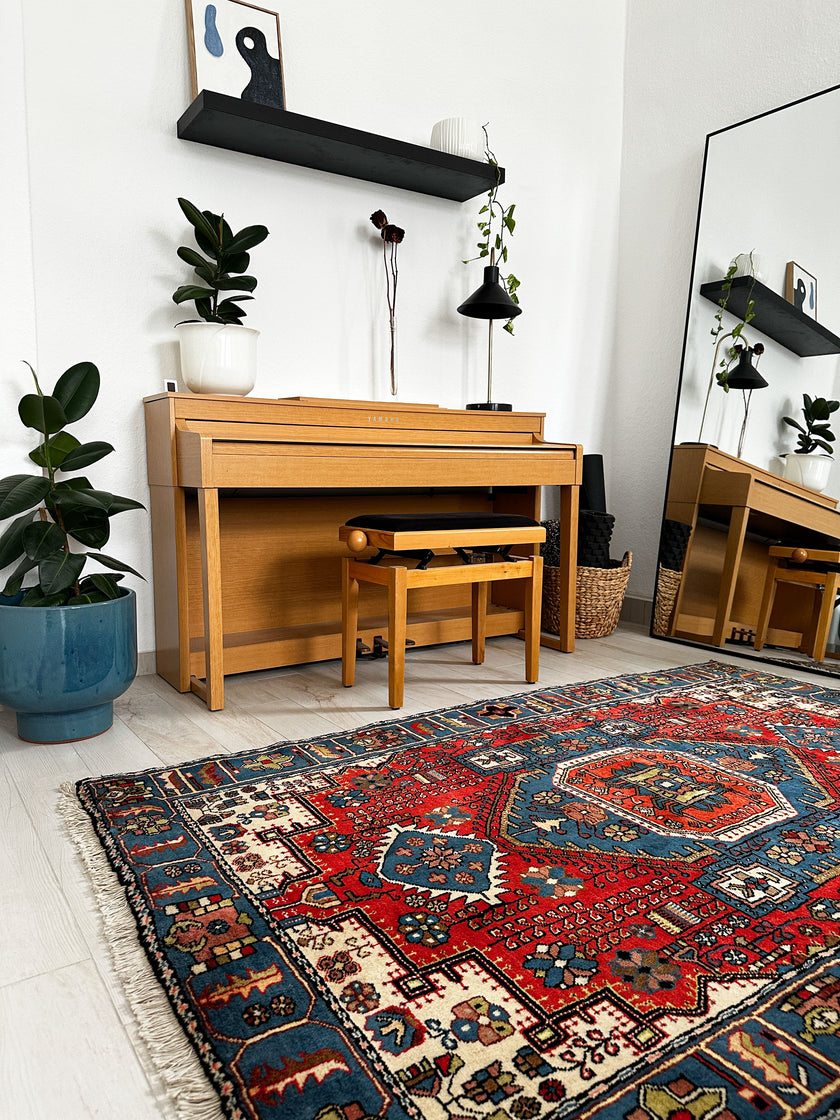 Nahawand Teppich ca. 200 × 150 cm – rot/blau & geometrisch