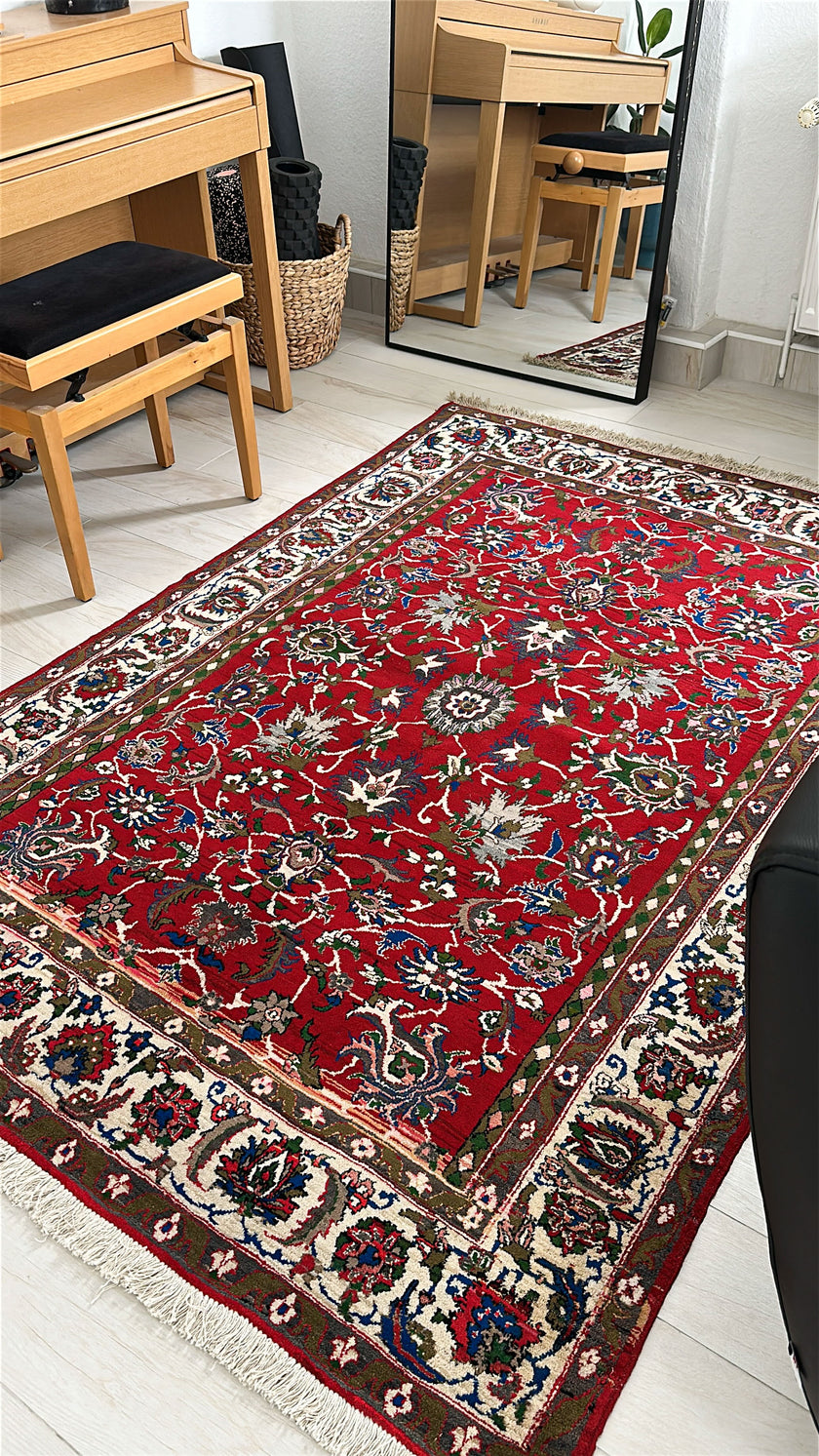 Nadjafabad Teppich ca. 200 × 150 cm – rot/blau & elegant