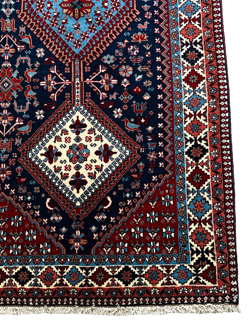 Jalameh Teppich ca. 200 × 200 cm – dunkelblau/rot/hellblau & geometrisch