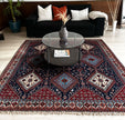 Jalameh Teppich ca. 200 × 200 cm – dunkelblau/rot/hellblau & geometrisch
