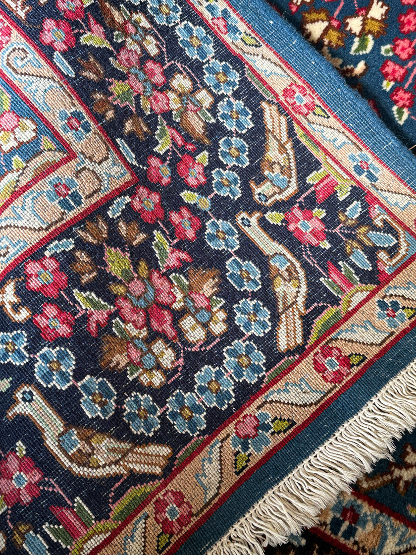 Jazd Teppich ca. 251 × 149 cm – dunkelblau & floral