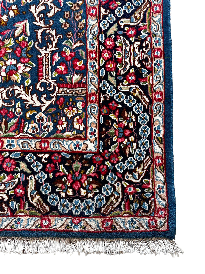Jazd Teppich ca. 251 × 149 cm – dunkelblau & floral