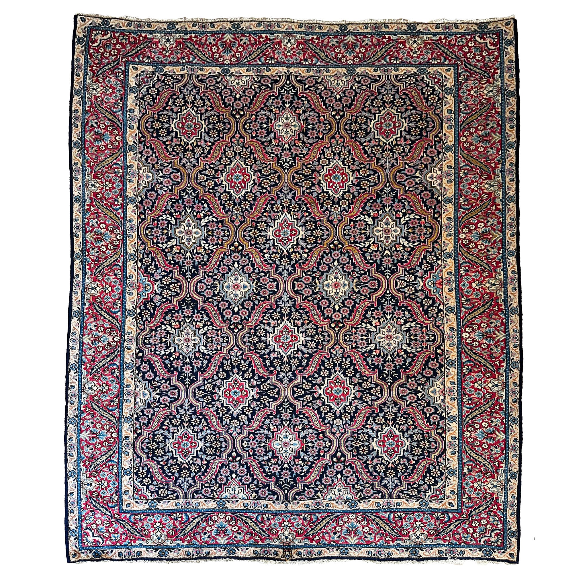 Jazd Teppich ca. 200 × 300 cm – dunkelblau/rot & edel