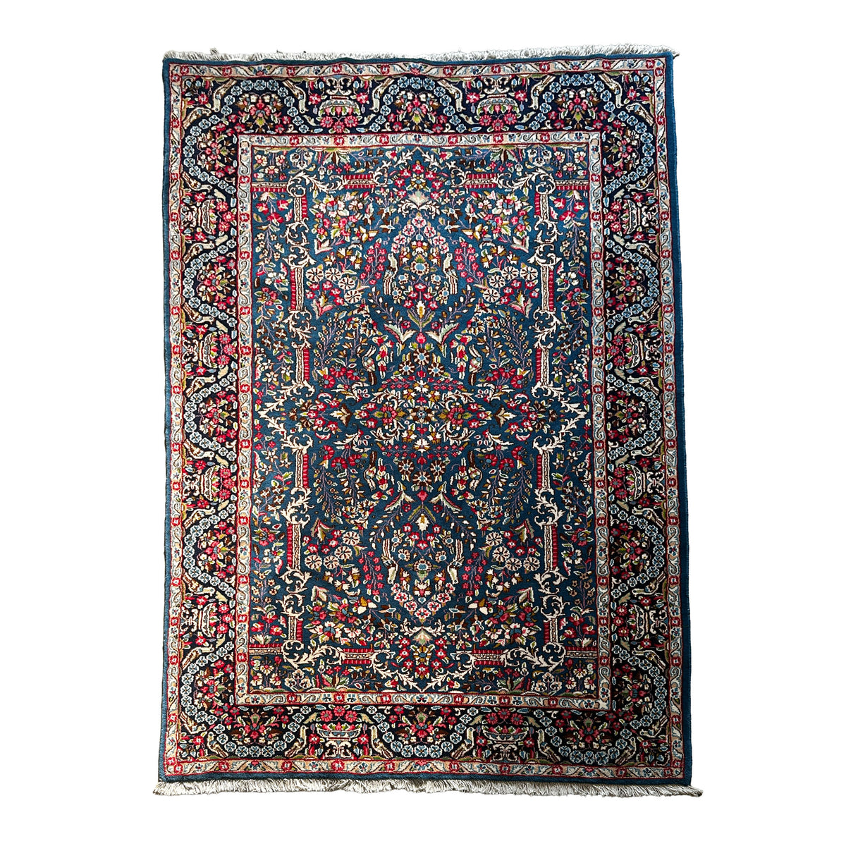 Jazd Teppich ca. 251 × 149 cm – dunkelblau & floral