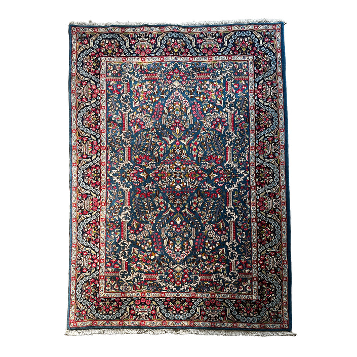 Jazd Teppich ca. 251 × 149 cm – dunkelblau & floral
