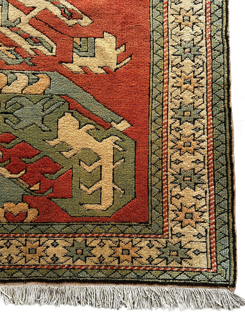 Kars Teppich ca. 233 × 149 cm – rostrot & olivgrün geometrisch