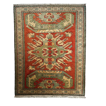 Kars Teppich ca. 233 × 149 cm – rostrot & olivgrün geometrisch
