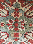Kars Teppich ca. 233 × 149 cm – rostrot & olivgrün geometrisch