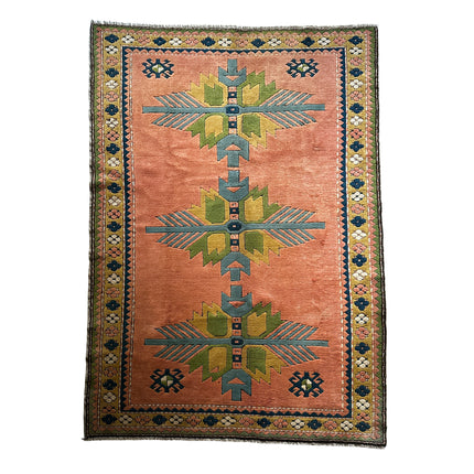 Kars Teppich ca. 240 × 160 cm – lachsrot & grün geometrisch