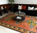 Kars Teppich ca. 240 × 160 cm – lachsrot & grün geometrisch