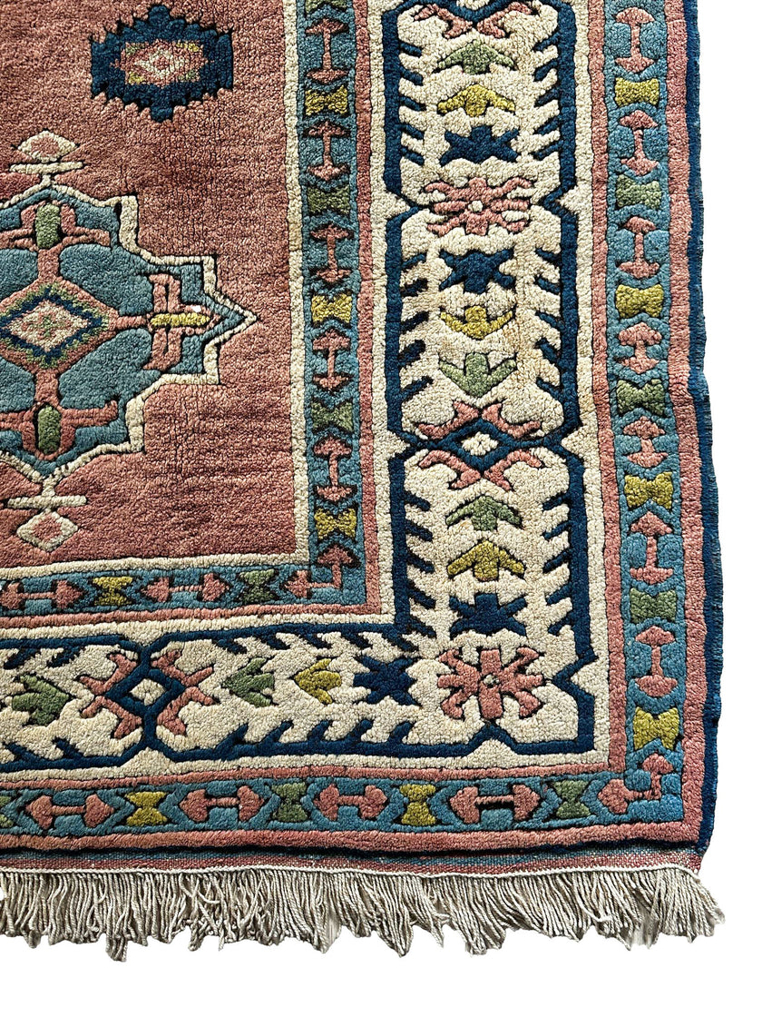 Kars Teppich ca. 200 × 200 cm – altrosa/blau/creme & geometrisch