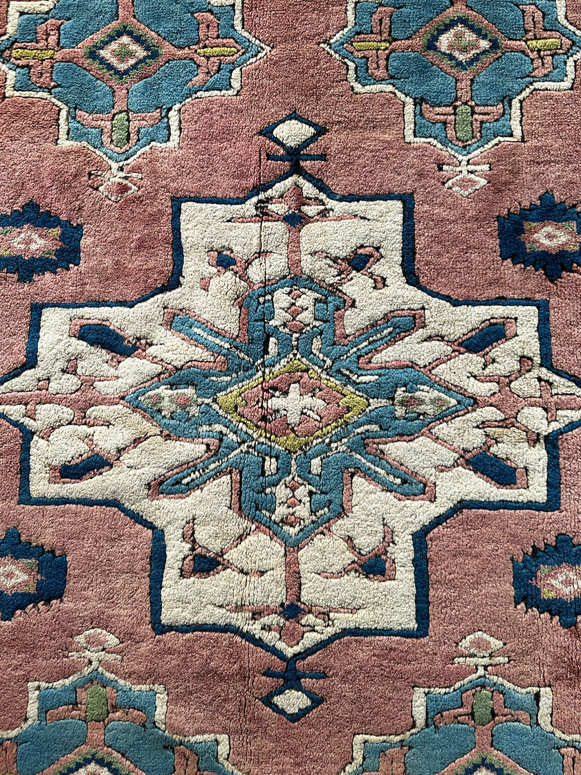 Kars Teppich ca. 200 × 200 cm – altrosa/blau/creme & geometrisch