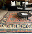 Kars Teppich ca. 200 × 200 cm – altrosa/blau/creme & geometrisch