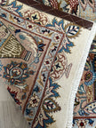 Kaschmar Teppich ca. 150 × 100 cm – creme/beige/blau & detailreich