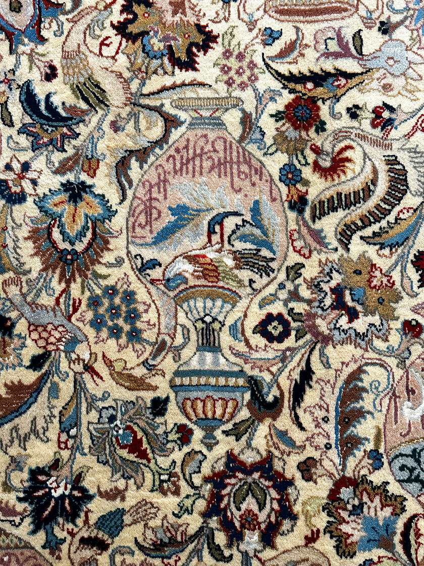 Kaschmar Teppich ca. 150 × 100 cm – creme/beige/blau & detailreich