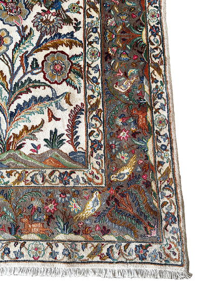 Keschan Teppich ca. 300 × 200 cm – creme/oliv & floral