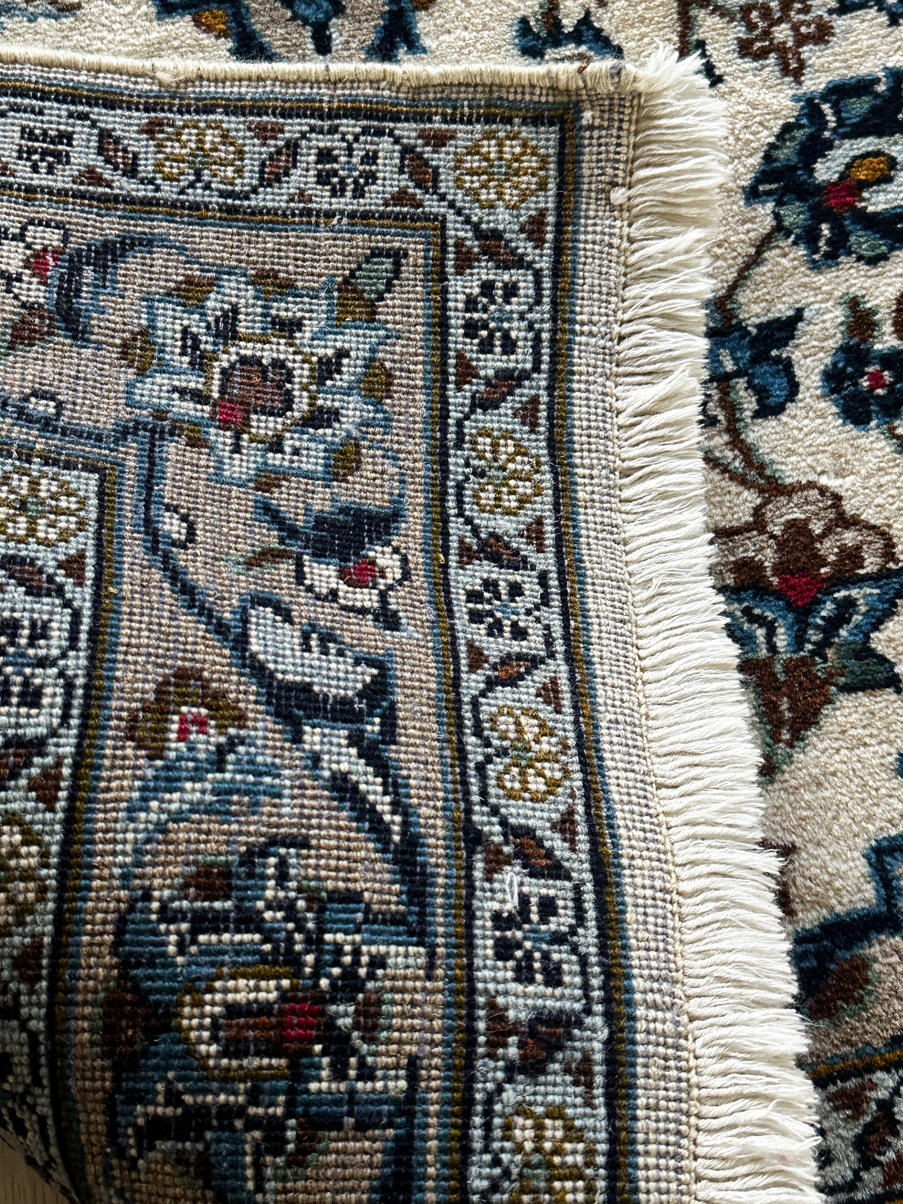 Keschan Teppich ca. 150 × 100 cm – creme/blau & elegant