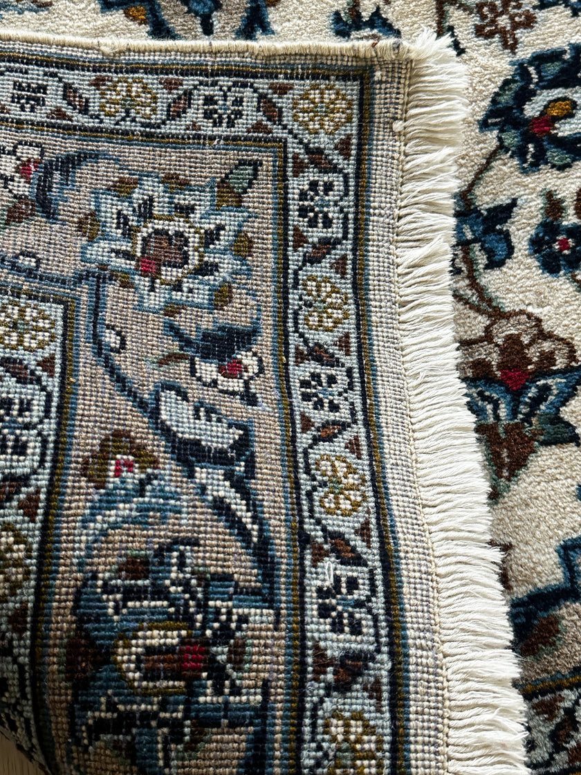 Keschan Teppich ca. 150 × 100 cm – creme/blau & elegant
