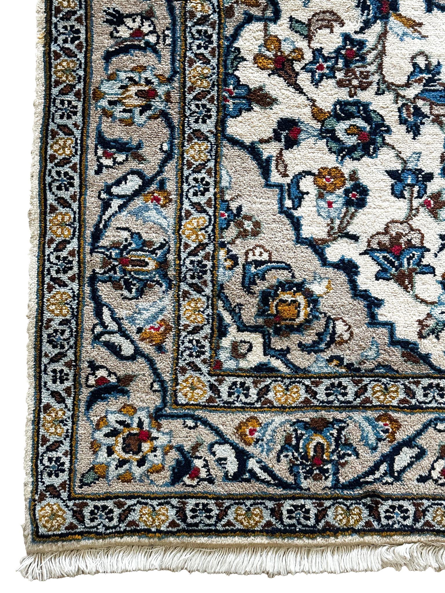 Keschan Teppich ca. 150 × 100 cm – creme/blau & elegant