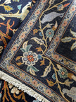 Keschan Teppich ca. 150 × 100 cm – dunkelblau/creme & floral