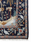 Keschan Teppich ca. 150 × 100 cm – dunkelblau/creme & floral